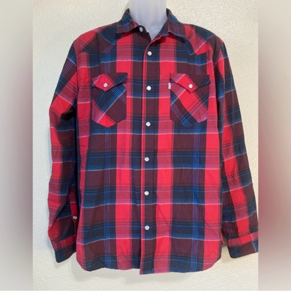 Levi's Red and Blue Plaid Button Down Shirt